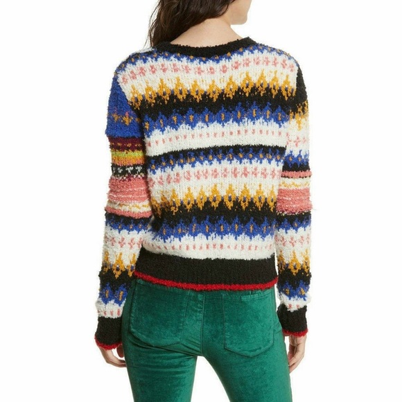 FREE PEOPLE Women’s Best Day Ever Sweater Size L Patchwork Alpaca - Picture 8 of 16